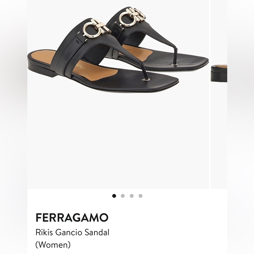 Salvatore Ferragamo Black Rikis Gancio Sandals size 7 used condition